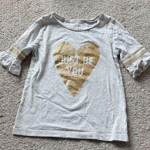 Carter's Gray Tee with Gold Heart Graphic